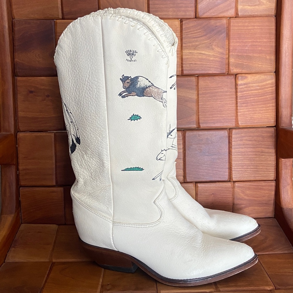 Zodiac Frontier Handmade Leather Vintage Western Cowgirl Boots Women's Size 8 - Picture 3 of 16